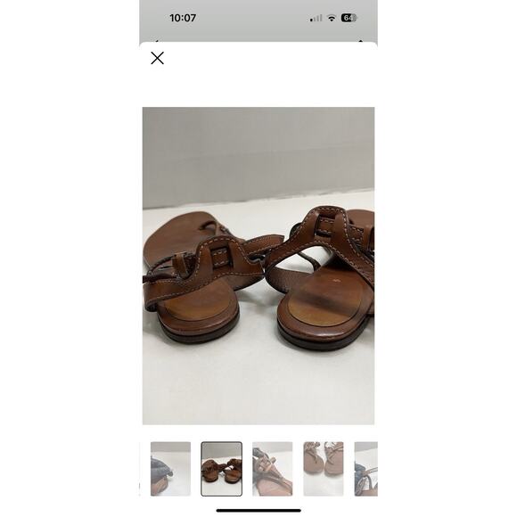 Authentic Gucci Horsebit Brown Leather Sandal Silver Buckle Size US 6.5 - Picture 6 of 10
